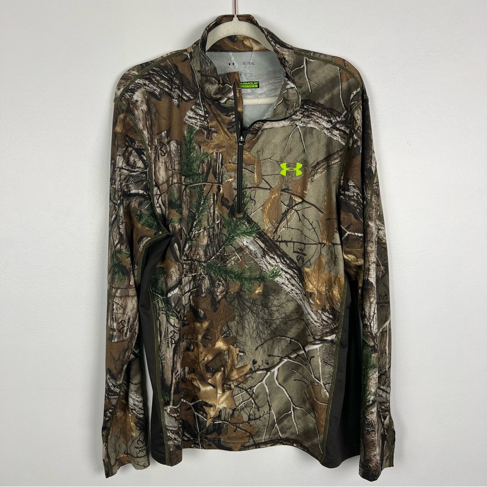 Under Armour Camouflage Popover Quarter Zip Long Sleeve Light Weight Size XL